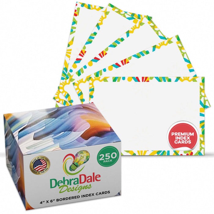 4” x 6” Blank Index Cards – 250 Count – Abstract Daisy Design – 253 gsm Premium Cardstock