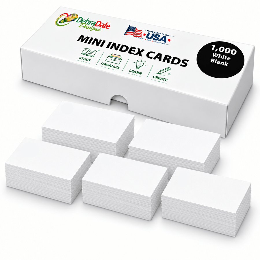 2x3.5 Mini Blank Index Cards, 1,000 Count, White, 199gsm