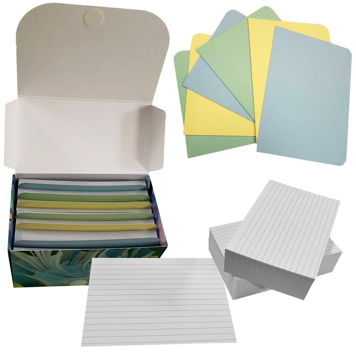 4” x 6” Ruled Index Cards – 250 Count – White – Hole-Punched with Rings – 253 gsm – With Pastel Dividers