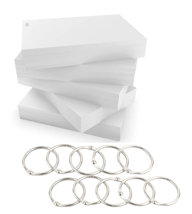 Bulk 3” x 5” Blank Index Cards – 500 Count – White – Hole-Punched – 253 gsm Premium Cardstock – Made in USA