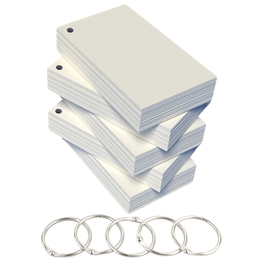 3 x 5 blank index cards, white, hole-punched and shrink-wrapped, 500 count, 199 gsm cardstock – Debra Dale Designs