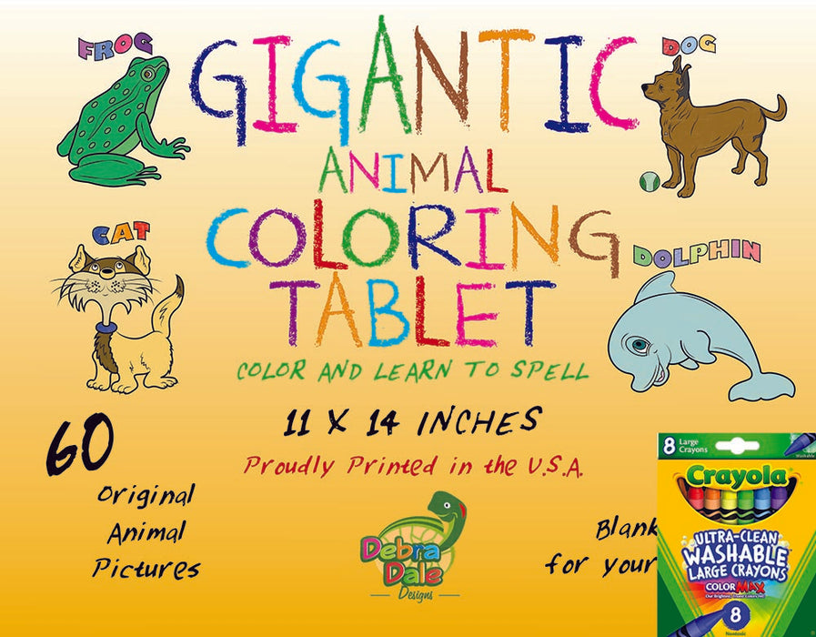 GIGANTIC ANIMAL COLORING BOOK WITH CRAYONS