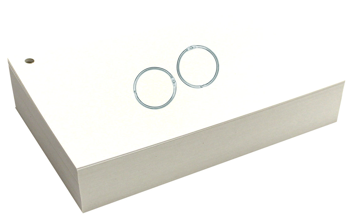 5” x 8” Blank Index Cards – 100 Count – White – Hole-Punched with Rings – 326 gsm – Premium Plus – Made in USA
