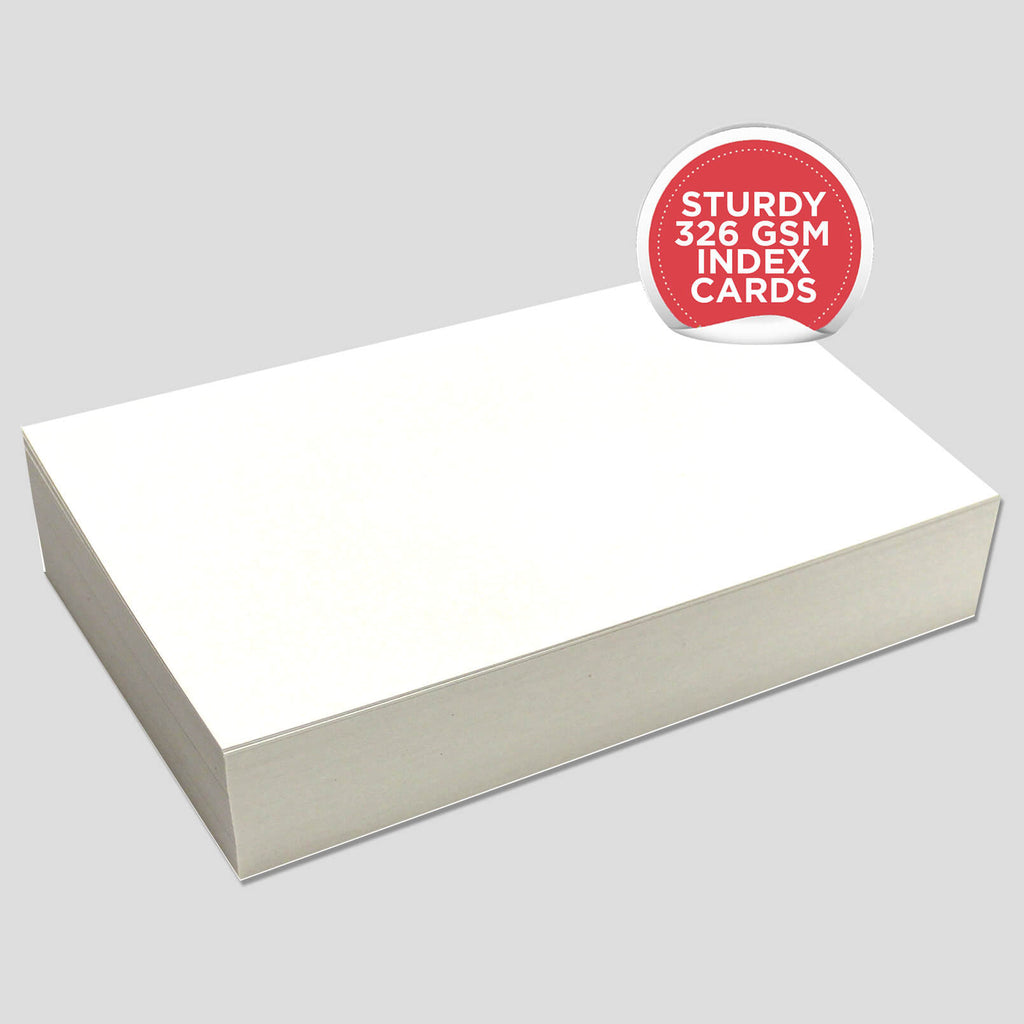5” x 8” Blank Index Cards – 100 Count – White – 326 gsm Premium Plus – Shrink-Wrapped