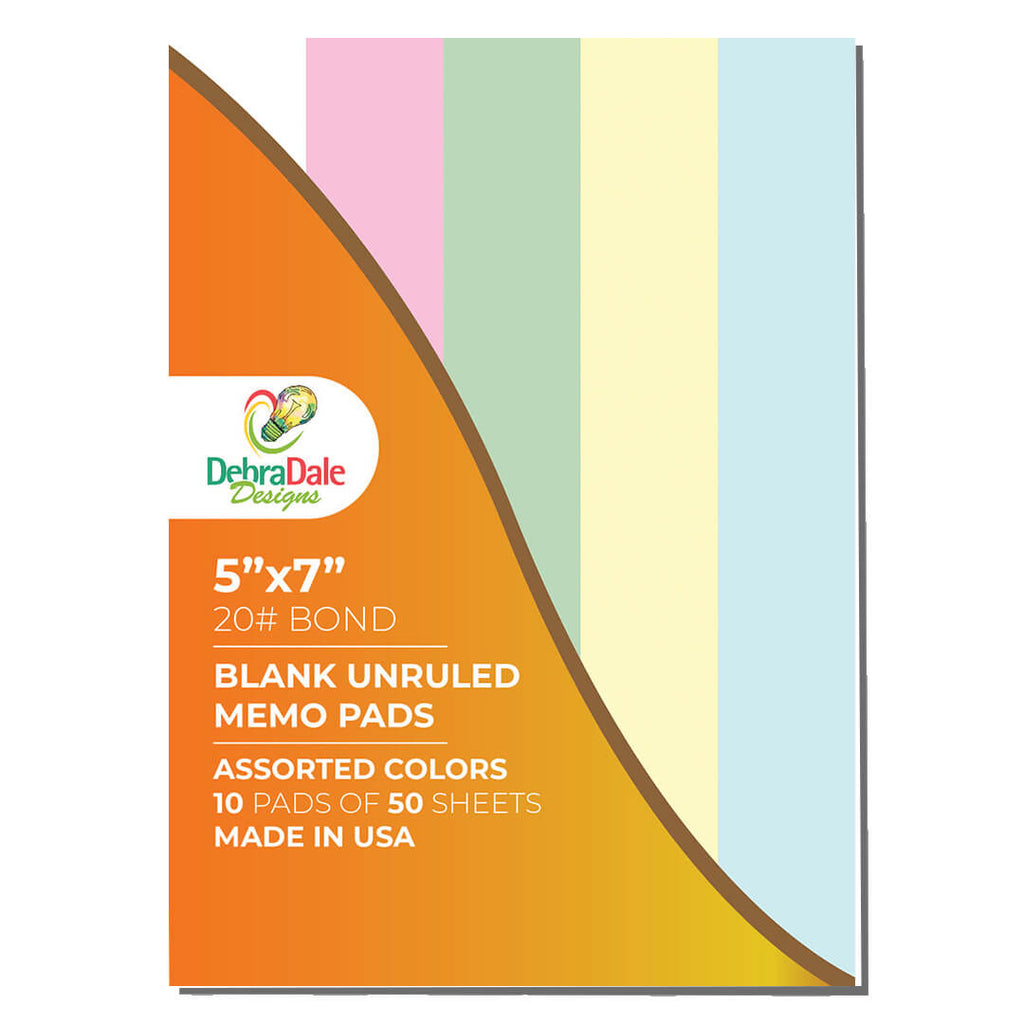 Bulk 5” x 7” Blank Notepads – 10 Pads – 50 Sheets Each – 20# Bond – Chipboard Back – Made in USA