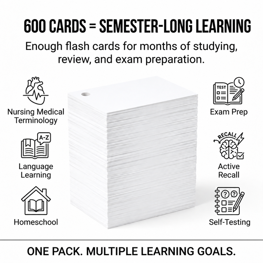 2x3.5 Mini Blank Index Cards | 600 Count | White Punched 271 gsm Premium Weight