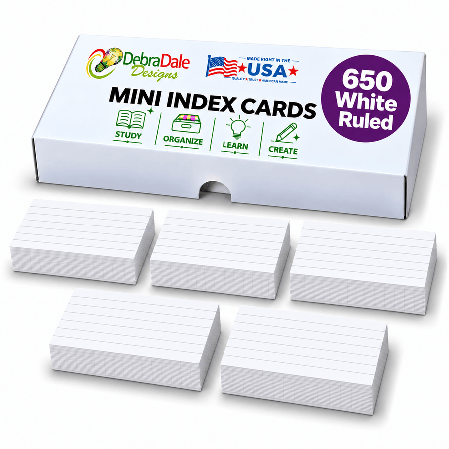 2x3.5 Mini Ruled Index Cards | 650 Count | White 271 gsm Premium Weight