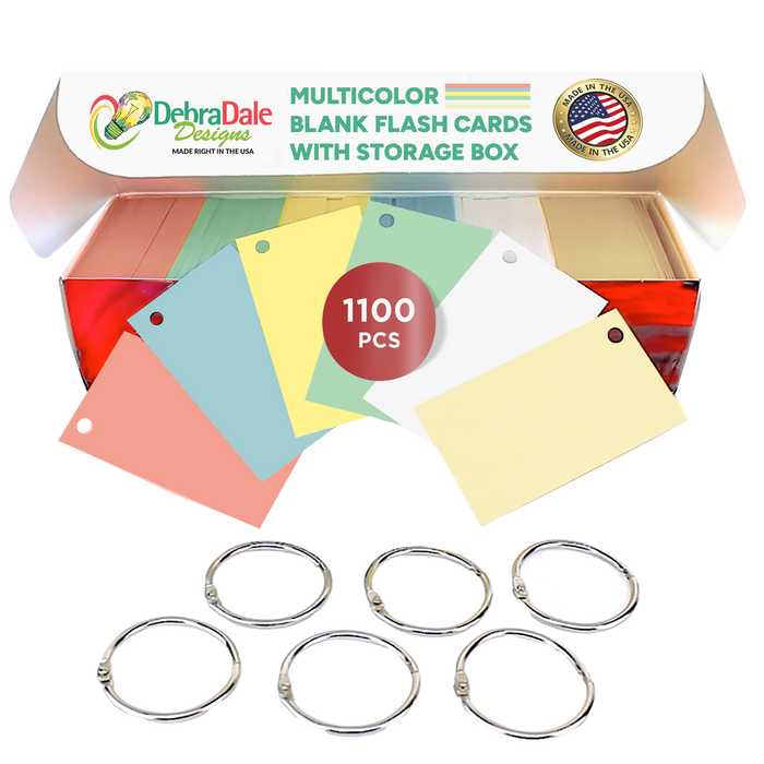 3.5" x 2" Multi-Color Hole Punched Mini Index Cards - Best Value Paper Thickness