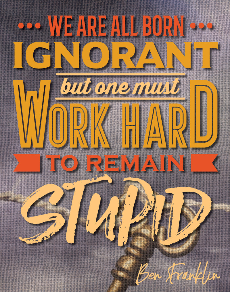 Set of 6 unframed 8" x 10" prints featuring Ben Franklin quotes with colorful typography on textured background.