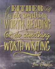 Set of 6 unframed 8" x 10" prints featuring Ben Franklin quotes in decorative typography on textured background.