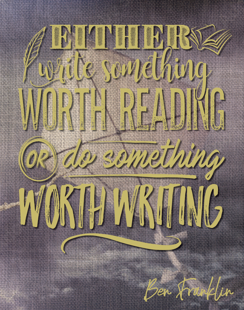 Set of 6 unframed 8" x 10" prints featuring Ben Franklin quotes in decorative typography on textured background.
