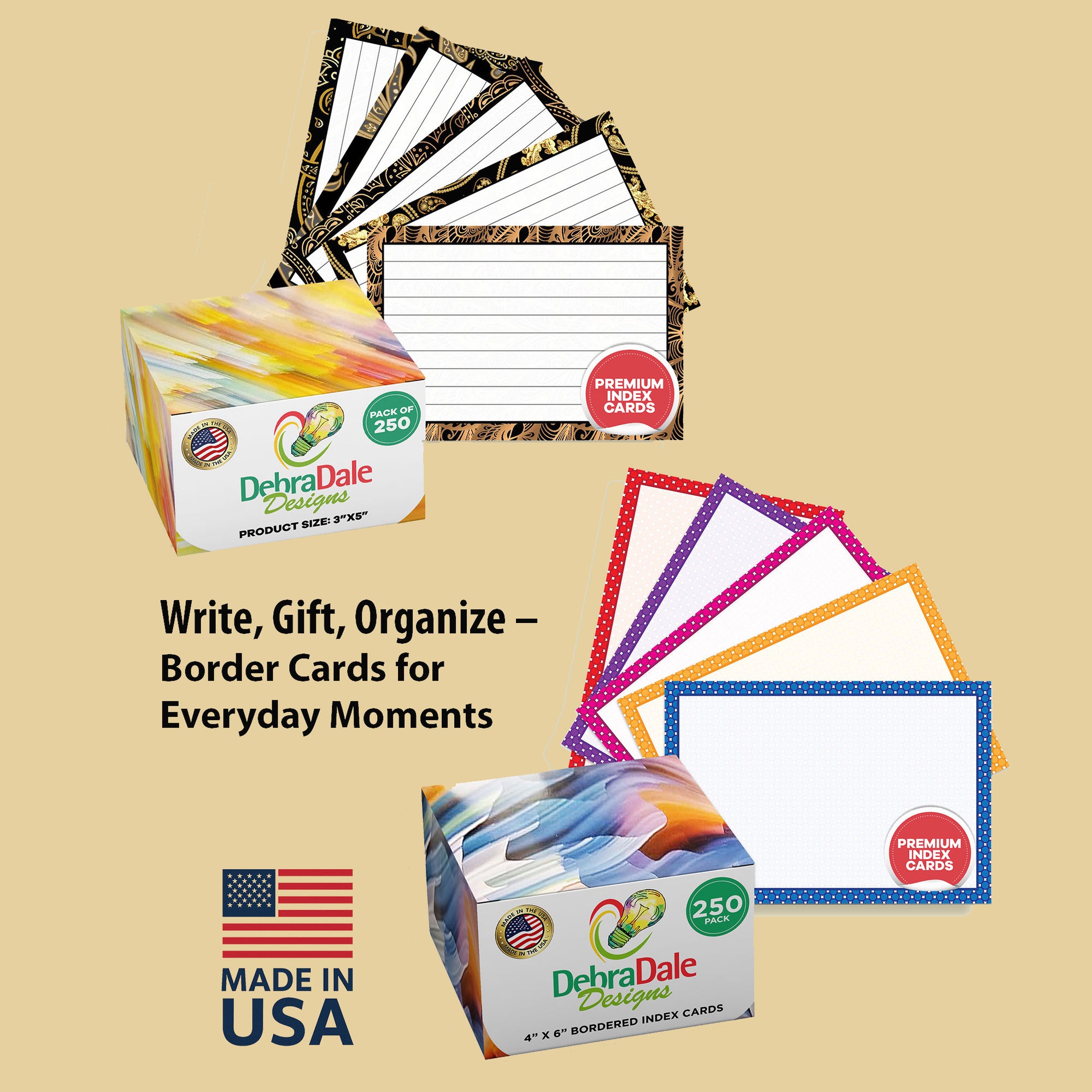 Debra Dale Designs 4" X 6" Unruled Index Cards - 50-Pack - White With - DEBRA DALE DESIGNS - View #7