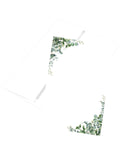 4” x 6” note cards and envelopes with eucalyptus design, featuring green leaves in the corners on a white background.