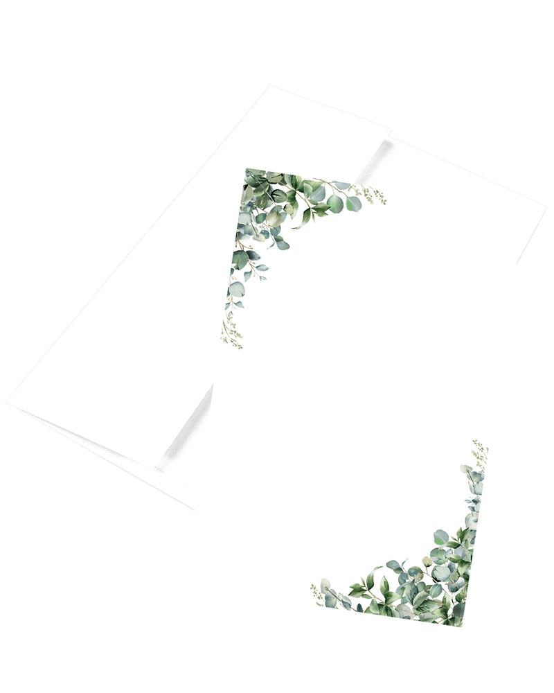 4” x 6” Note Cards with Envelopes – 50 Count – Eucalyptus Design – 300 gsm Premium Cardstock