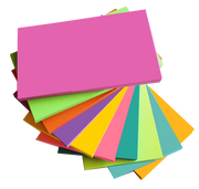 Bright color blank study cards in a stack, featuring 10 colors including pink, green, orange, and blue.