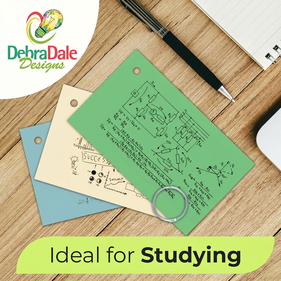 Green, blue and beige study cards with diagrams on a wooden surface, featuring Debra Dale Designs logo.