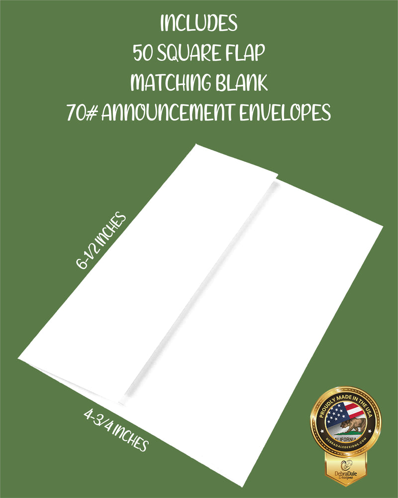 4” x 6” Note Cards with Envelopes – 50 Count – Eucalyptus Design – 300 gsm Premium Cardstock