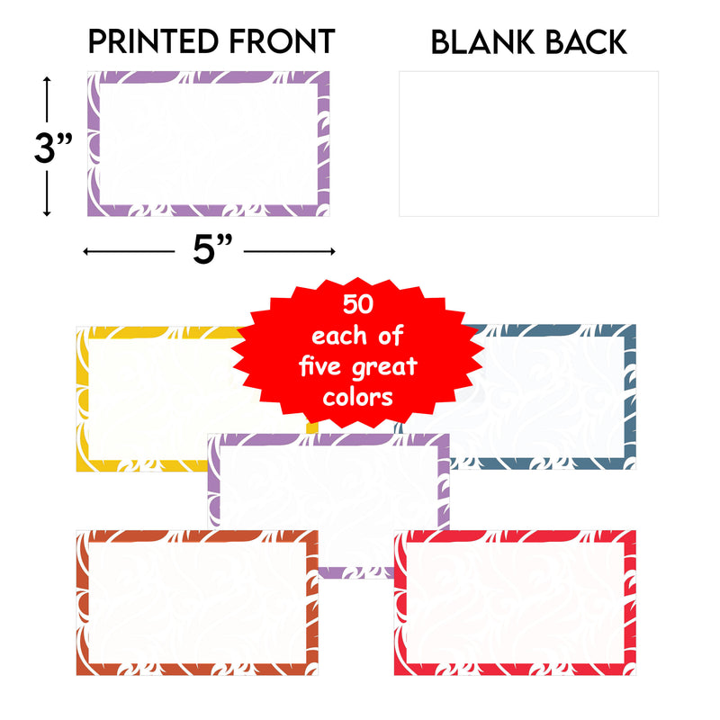 3” x 5” Blank Index Cards – 250 Count – Paisley Design – 253 gsm Premium Cardstock