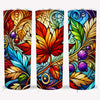 Autumn Stained Glass 20 oz Tumbler | Fall Leaves & Berry Design | Insulated Stainless Steel Drinkware