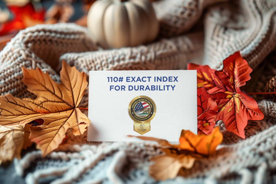 Index card surrounded by fall leaves