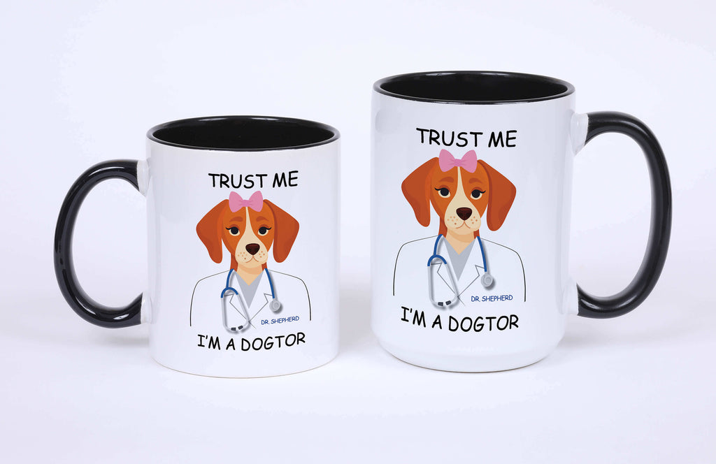 Personalized Veterinarian Gifts | Trust Me I'm a Female Dogtor Coffee Mug Image 2 | Choice of Colors and Sizes