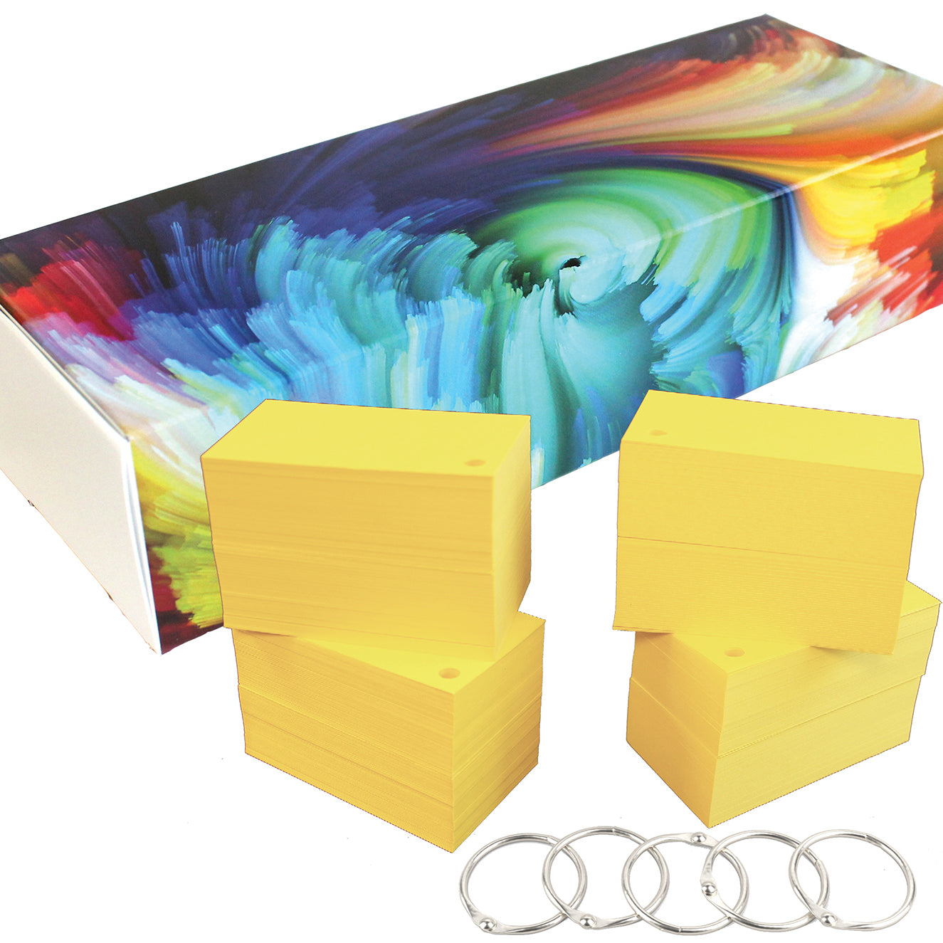 2×3.5 mini blank cards, yellow, hole-punched with rings, premium cardstock – Debra Dale Designs