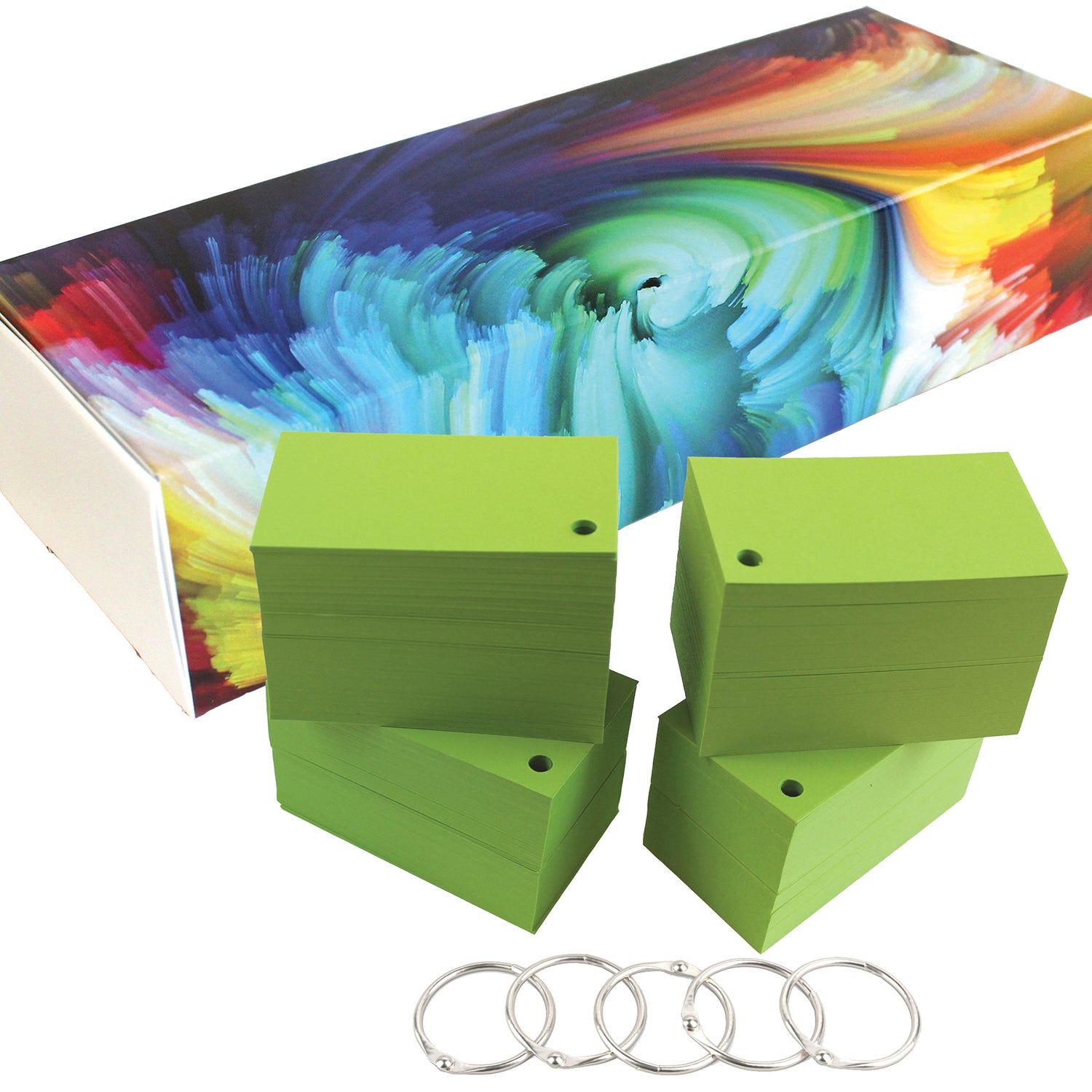 2×3.5 mini blank cards, green, hole-punched with rings, premium cardstock – Debra Dale Designs