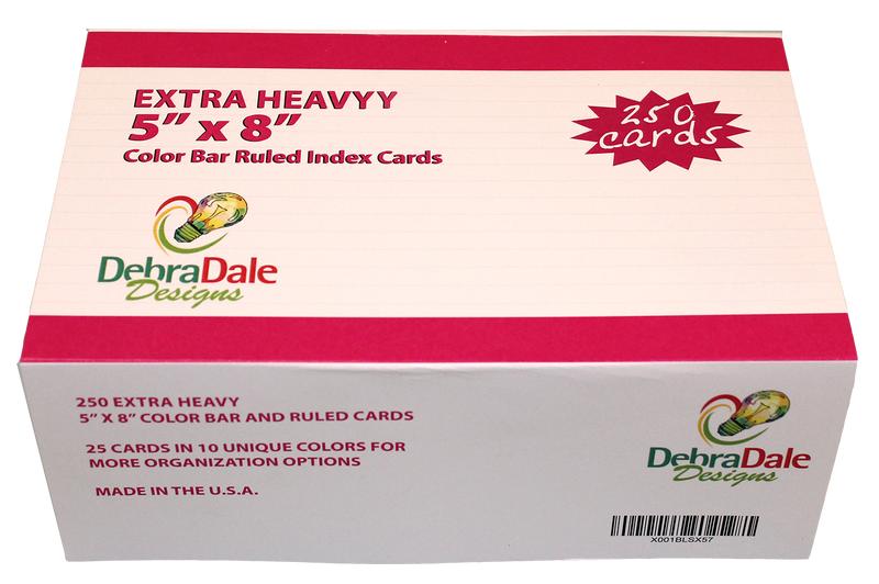 5” x 8” Color Bar Ruled Index Cards – 250 Count – 10 Colors – 271 gsm Premium Cardstock – Ruled Front, Blank Back – Shrink-Wrapped