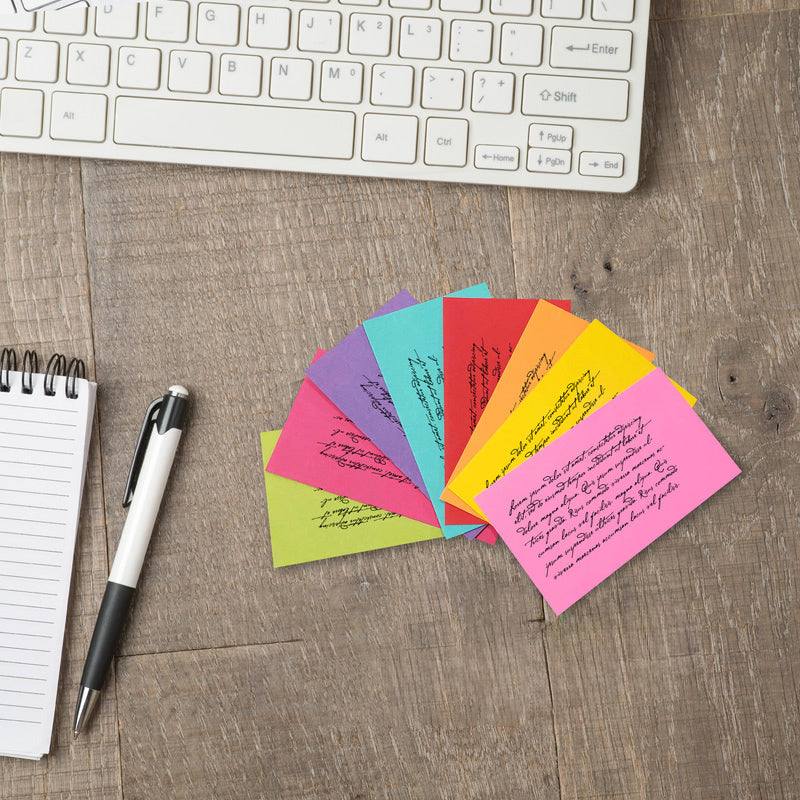 2” x 3.5” Blank Mini Index Cards – 640 Count – Bright Multi-Color – 271 gsm Premium Cardstock (100# Cover)