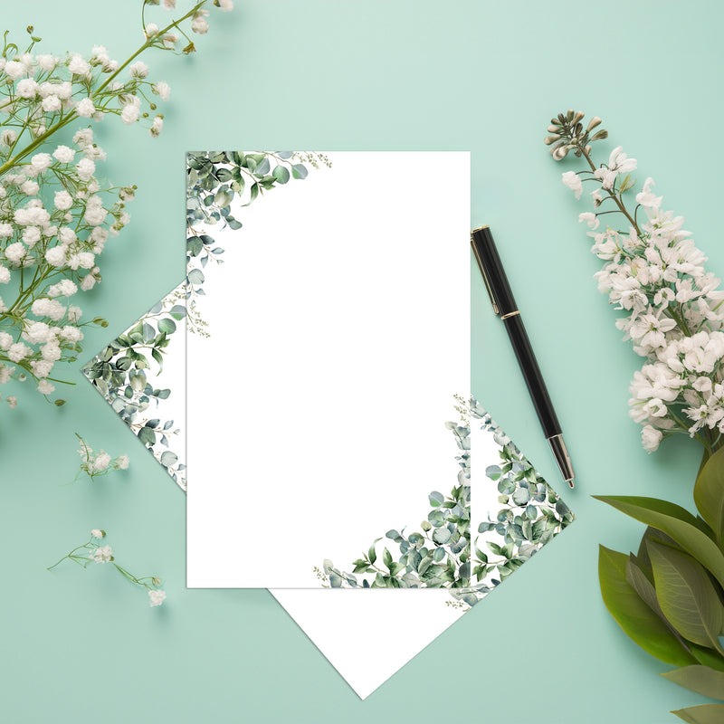 4” x 6” Note Cards – 50 Count – Eucalyptus Design – 300 gsm Premium Cardstock