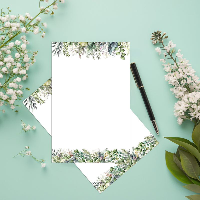 4” x 6” Watercolor Note Cards – 50 Count – Verdant Vignettes – 300 gsm Premium Cardstock