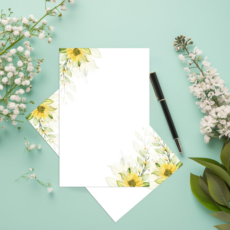 4” x 6” Note Cards – 50 Count – Sunny Blossoms Design – 300 gsm Premium Cardstock