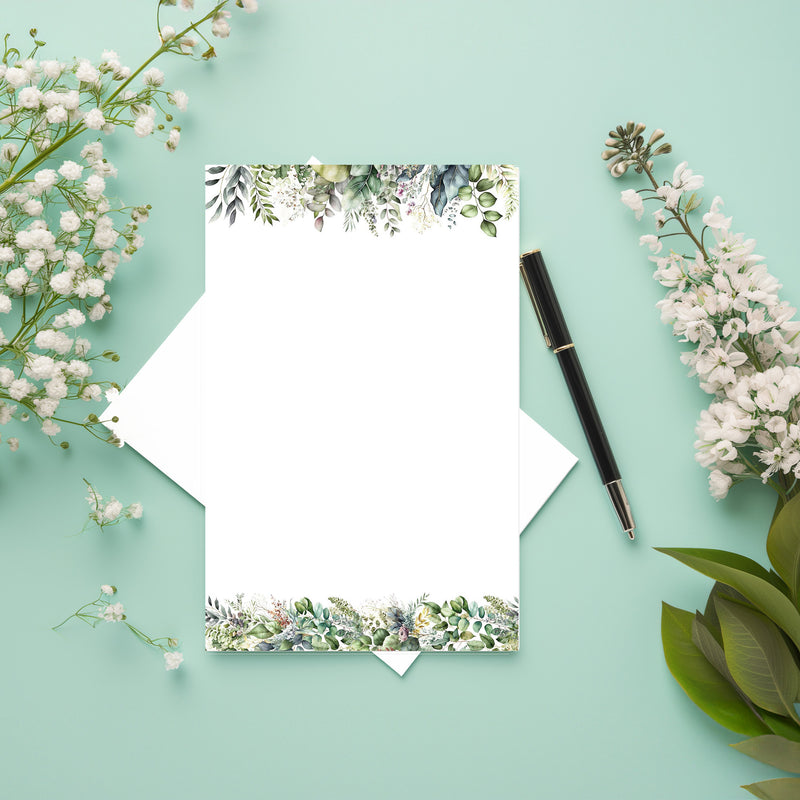 4” x 6” Note Cards with Envelopes – 50 Count – Verdant Vignettes – 300 gsm Premium Cardstock