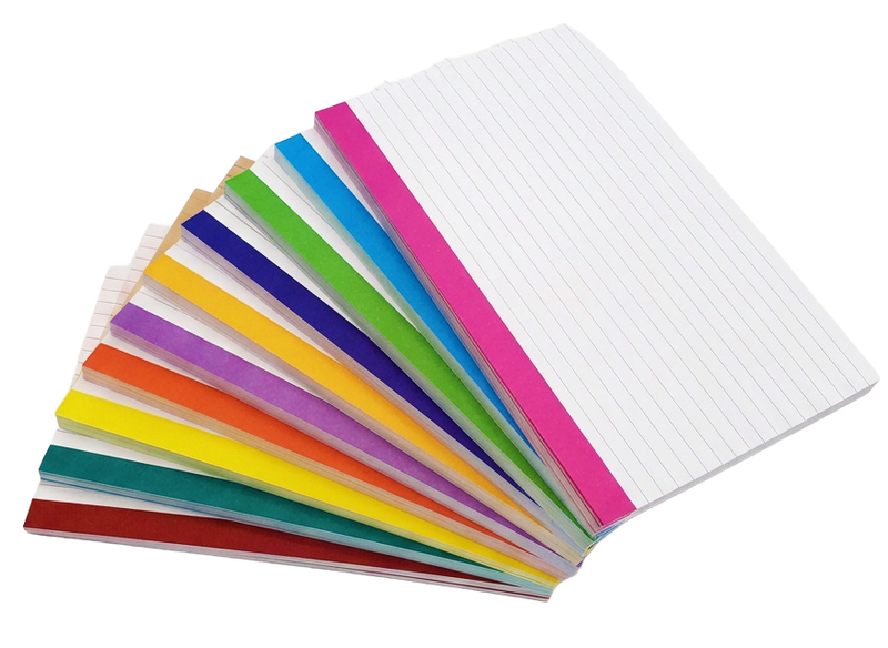5” x 8” Color Bar Ruled Index Cards – 250 Count – 10 Colors – 271 gsm Premium Cardstock – Ruled Front, Blank Back – Shrink-Wrapped