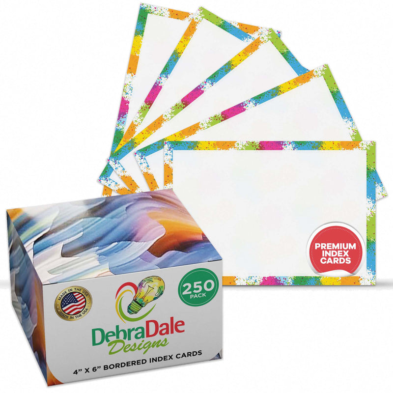 4” x 6” Blank Index Cards – 250 Count – Paint Splatter Design – 253 gsm Premium Cardstock