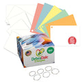 300 count of 4” x 6” multi-color blank index cards, hole punched, with a box and dividers displayed.