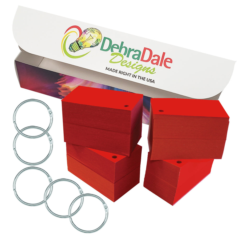 2×3.5 mini blank cards, red, hole-punched with rings, premium cardstock – Debra Dale Designs