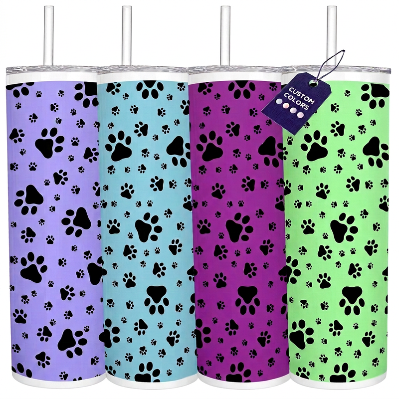 Paw Print Tumbler 20 oz Stainless Steel Choice of Colors
