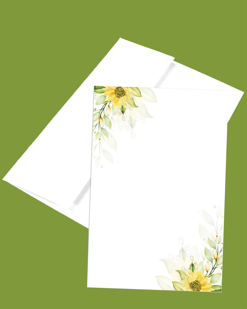 4” x 6” Note Cards with Envelopes – 50 Count – Sunny Blossoms – 300 gsm Premium Cardstock