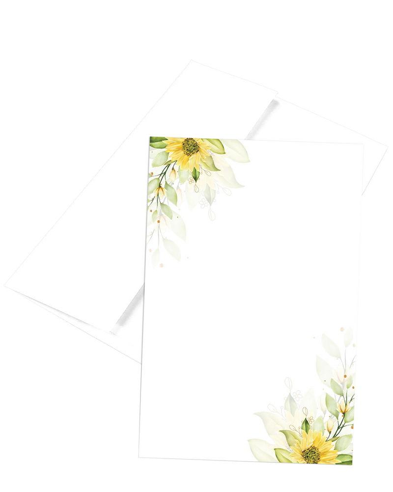 4” x 6” Note Cards with Envelopes – 50 Count – Sunny Blossoms – 300 gsm Premium Cardstock
