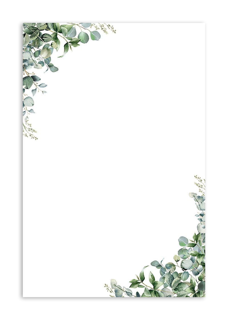 4” x 6” Note Cards – 50 Count – Eucalyptus Design – 300 gsm Premium Cardstock