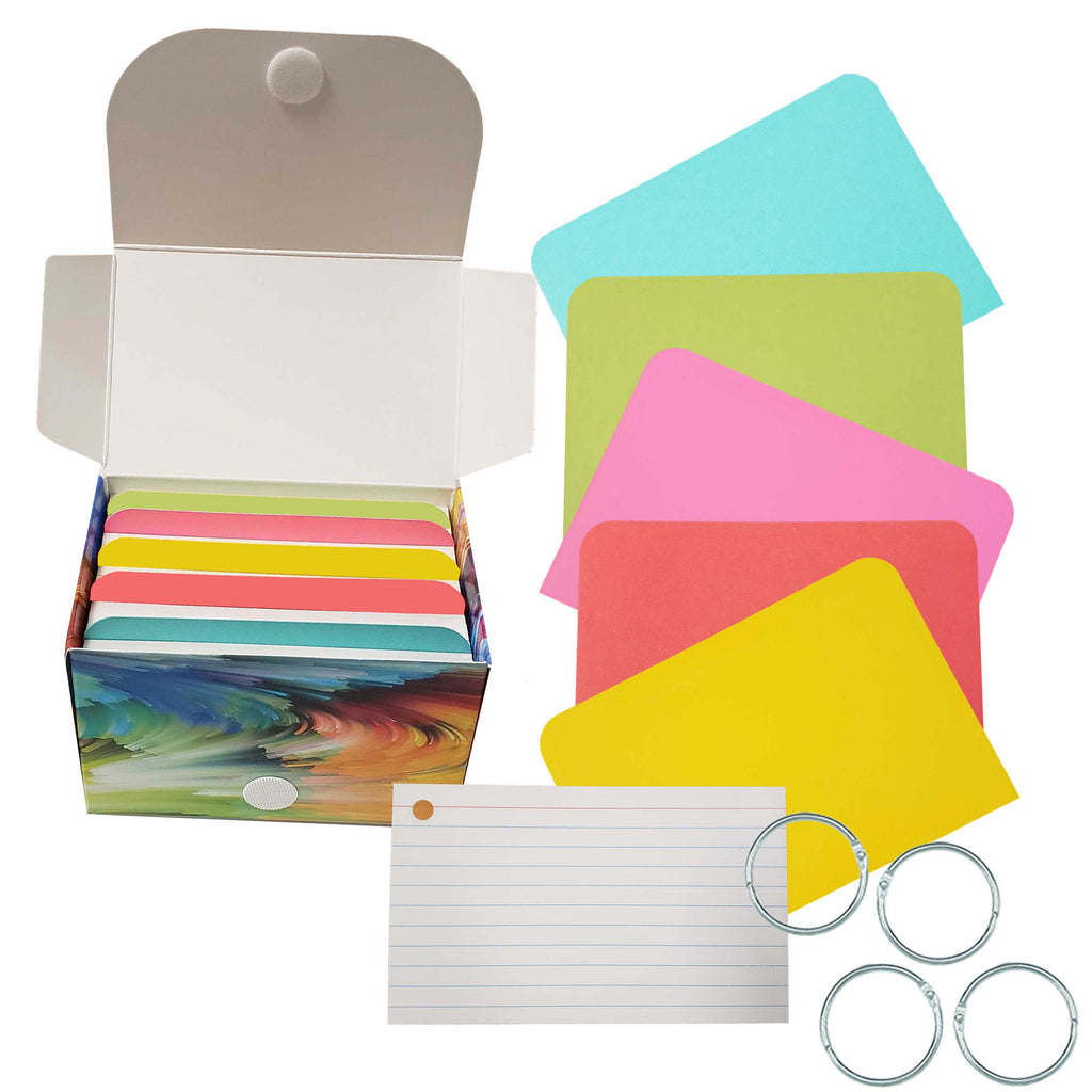 3” x 5” Ruled Index Cards – 200 Count – White – Hole-Punched with Rings – 326 gsm Premium Plus – With Dividers