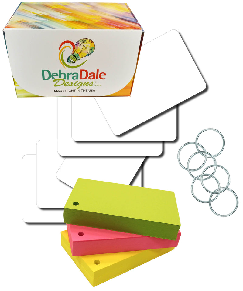 Bulk 3” x 5” Blank Index Cards – 150 Count – 3 Bright Colors – Hole-Punched – 271 gsm – Great for Classrooms