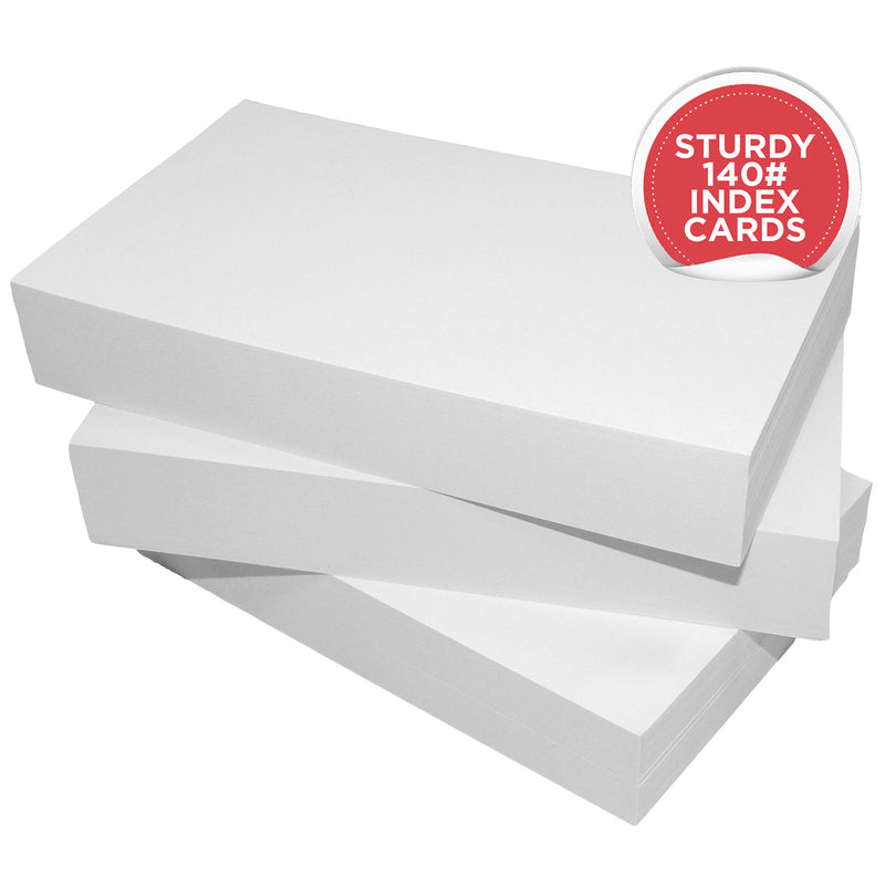 5” x 8” Blank Index Cards – 300 Count – White – 253 gsm Premium Cardstock – Shrink-Wrapped