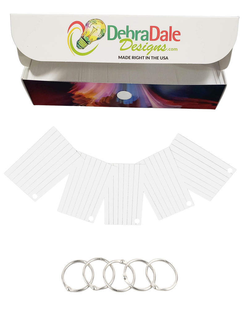 2x3.5 Mini Ruled Index Cards | 800 Count | White Punched 253gsm Premium Weight