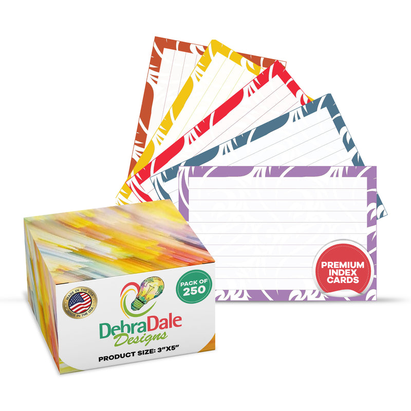 3” x 5” Ruled Index Cards – 250 Count – Paisley Border Design – 253 gsm Premium Cardstock