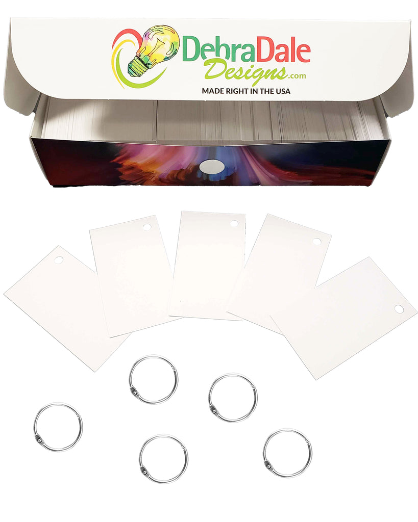 2” x 3.5” Blank Mini Index Cards – 800 Count – White – Hole-Punched with Rings – 253 gsm Premium Cardstock