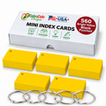 2×3.5 Mini Blank Cards, 560 Pack, Yellow, Hole Punched with Rings
