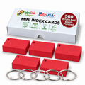 2×3.5 Mini Blank Cards, 560 Pack, Red Hot, Hole Punched with Rings