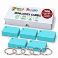 2×3.5 Mini Blank Cards, 560 Pack, Blue, Hole Punched with Rings